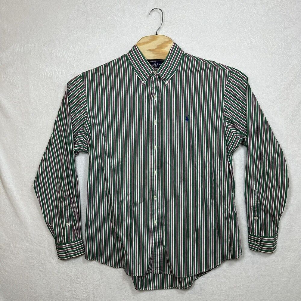 Polo Ralph Lauren Button Down Men’s Size XL CUSTOM‎ Fit Striped Green Pink